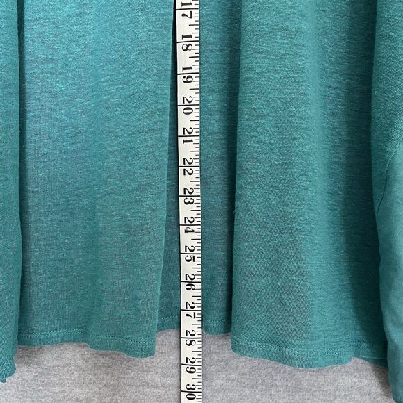 J Jill Love Linen Teal Tunic Size L Lagenlook Coastal Collared Beachy Minimalist - Picture 11 of 12
